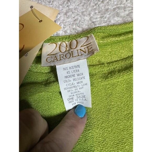 2002 Caroline Top Womens Plus One Size Green Pullover Very Stretchy Long Sleeve - Picture 3 of 9